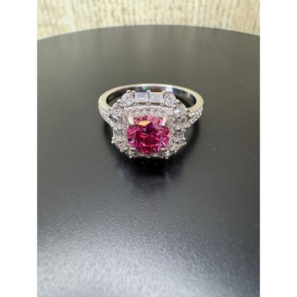 New 2ct Pink & White Moissanite Ring in 925 Silver -Sz. 8.25 - Picture 9 of 12